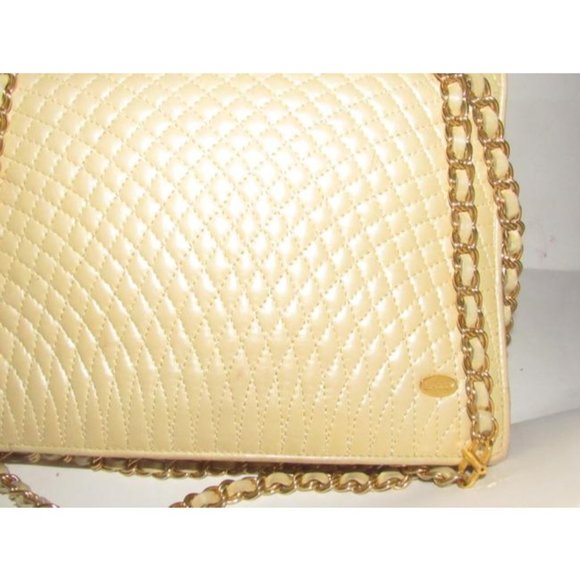 Bally Vintage Pale Yellow Quilted Leather Envelope Snap Closure Shoulder Bag - Picture 2 of 12